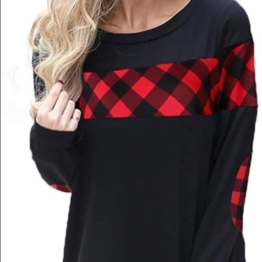 Womens Blooming Jelly Block Plaid Top Elbow Patch Shirt Pullover small nwt  